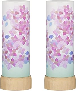 仏壇屋 滝田商店 盆提灯 ミニ 盆ちょうちん さらさ あじさい LED コードレス 3915-T-2 一対セット(2個)◆高さ19cm×巾6.5cm◆ 置き提灯 証明書付