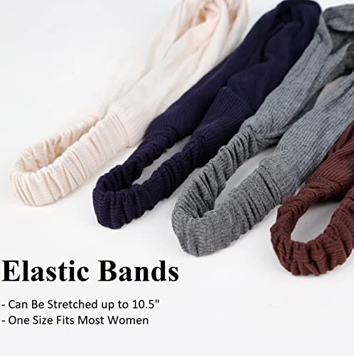 Huachi Fashion Women Headbands For Hair Elastic Hair Bands Boho Stretchy Hair Bands For Girls Vintage Hair Accessories, Solid Color, 8Pcs #TOP2