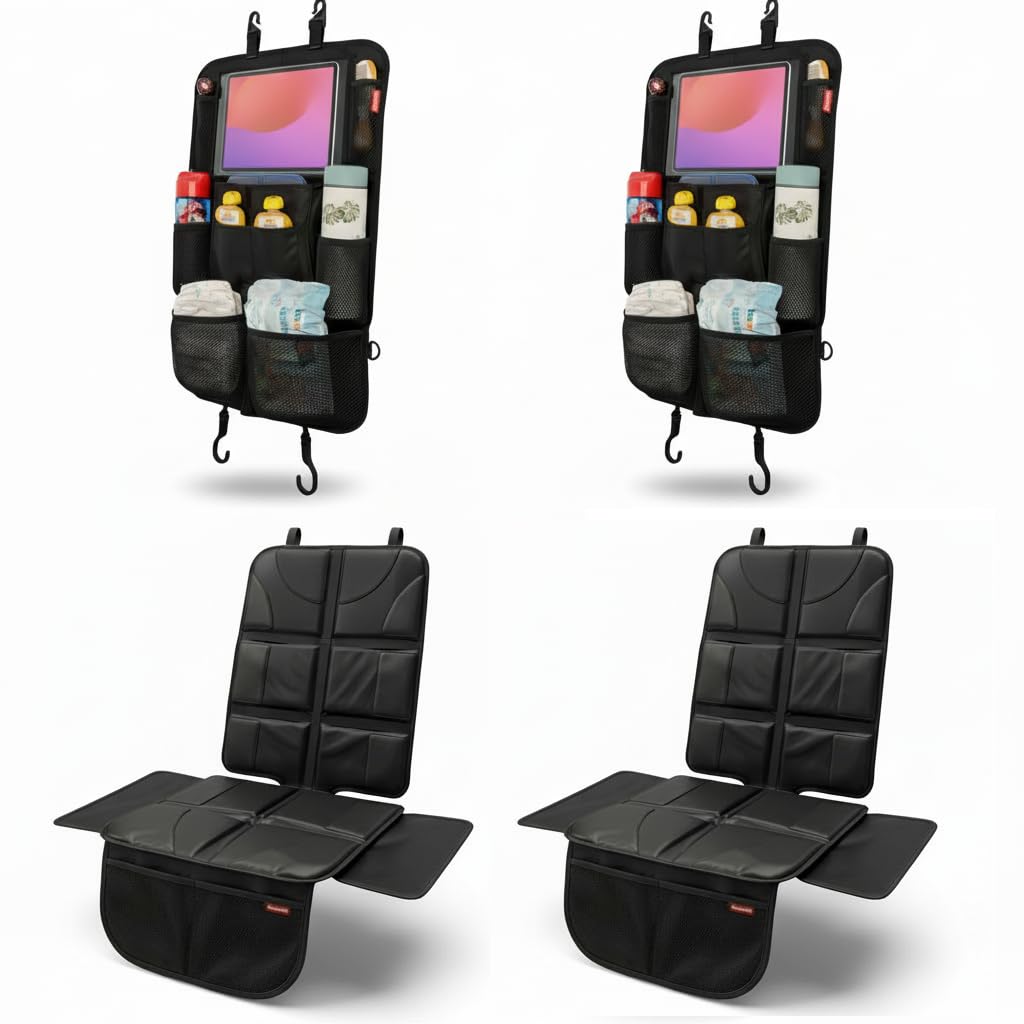 HerzensKind Rückenlehnenorganizer mit Sitzschoner fürs Auto mit Kindersitz (Bundle 2)
