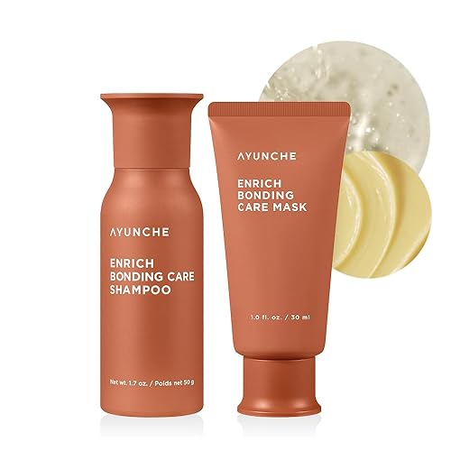 Enrich Bonding Shampoo 1.76oz + Enrich Bonding Hair Mask 1oz Mini Kit Para Cabello Dañado No más cabello enredado y puntas abiertas Cuidado