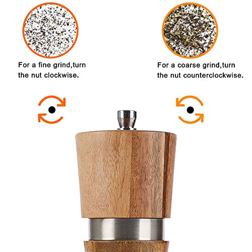 Wood Pepper Grinder - Vanlonpro 8 Inch Pepper Mill With Adjustable Coarseness, Ceramic/Stainless Steel Grinding Salt Mill Refillable, Manual Salt And Pepper Shakers Spice Tools For Your Kitchen #TOP4