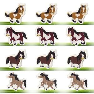 Unvtap Rubbers Erasers 12 Pieces Cartoon Horse Erasers, Cute Animal Rubbers for School, Novelty Eraser for Kids Party Favors for Birthday, Guest Gifts, Gift Fillers