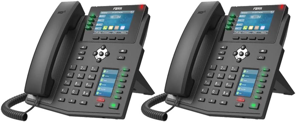 Fanvil X5U 2-Units High-End VoIP Phone, 3.5-Inch Color Display, 2.4-Inch Side Color Display for DSS Keys. 16 SIP Lines, Dual-Port Gigabit Ethernet, Power Adapter Not Included