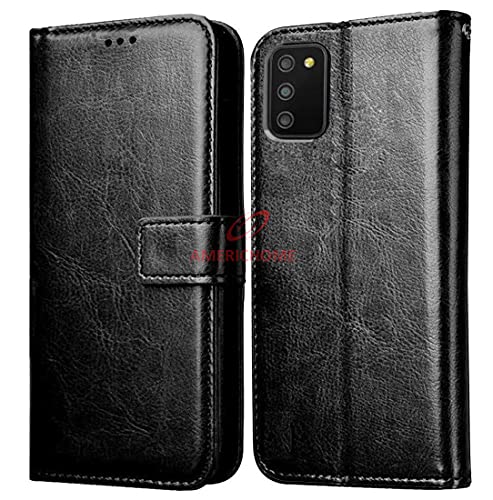 Image of Inside Rubber TPU with Card Pockets Magnetic Closure Protection Compatible with Samsung Galaxy M02s, SM-M025FZBEINS (Black)