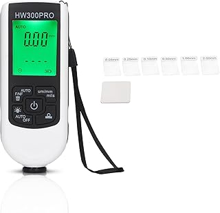 Paint Thickness Gauge, Fe & NFe Probe Coating Thickness Gauge Meter, Coating Thickness Gauge for Cars, Layer Thickness Meter for Metal and Non-Conductive Coating, Measurement Range 0 to 2000Um