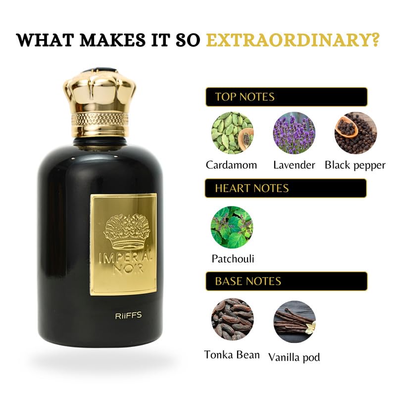 Image of RiiFFS Imperial Noir Perfume For Men | Long-Lasting Eau De Parfum | Sophisticated, Warm & Masculine - Ideal for Special Occasions - 100ml