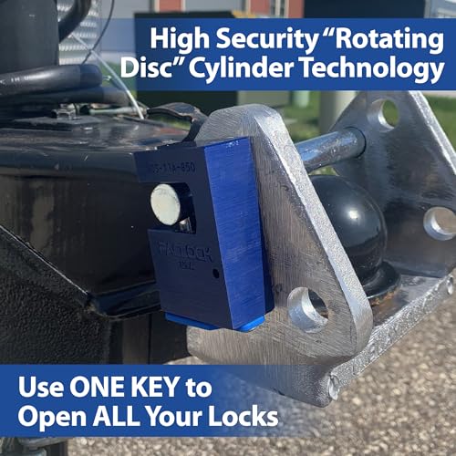Image of PACLOCK's 17-850-Series Block-Lock, High Security Rotating Disc, Manufacturer-Controlled Key Assigning, Exclusive Key Number, Keyed Alike U-Pick!, Blue