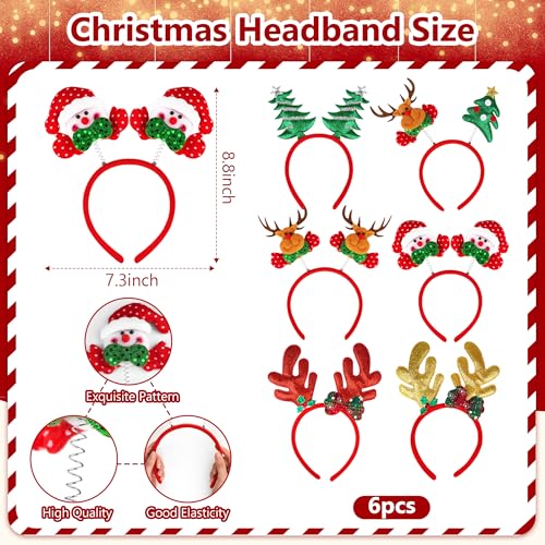 Image of fiintrwa Christmas Headband Beads Necklace Hair Hoop Eyewear Eyeglass Santa Hat Photo Props for Xmas Party Decoration Supplie