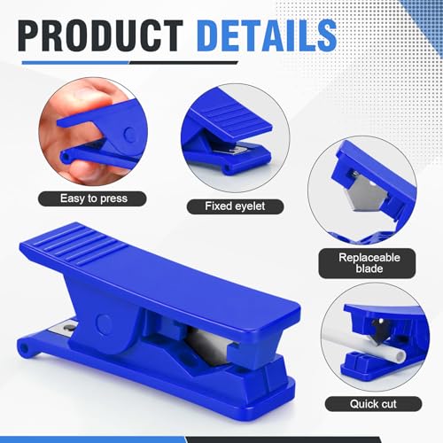 Image of Mudder 12 Pieces PTFE Plastic Tubing Cutter Hose Tube Cutter Pipe Accurate Tube Cutting Tool for Nylon PVC PU Tubing and Hose Cut up to 3 /4 Inch OD (Blue)