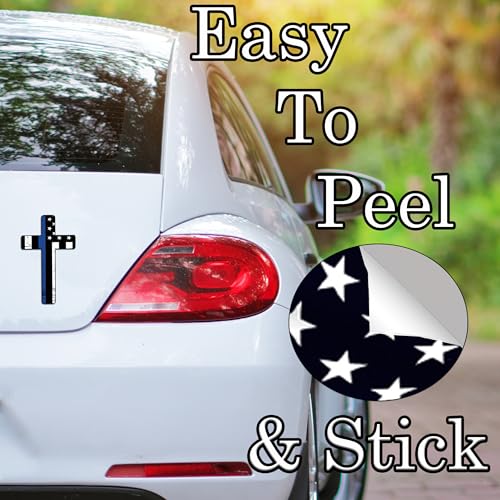 Image of Thin Blue Line Flag Cross Sticker Vinyl Decal for Car Truck Window Bumper Sticker Support of Police and Law Enforcement Officers (5 Inch)