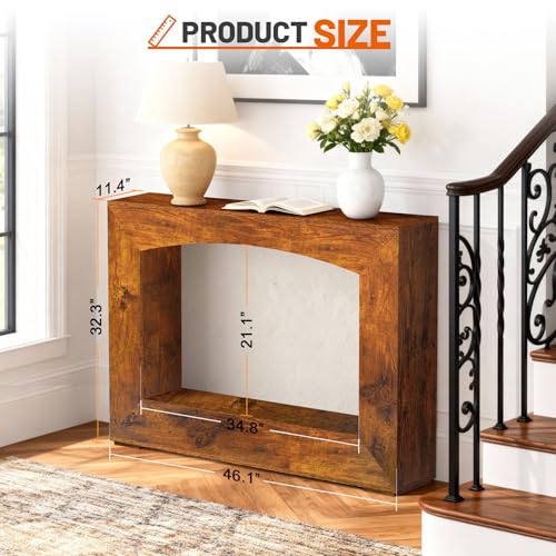 Sonharlar 46 Inch Entryway Table U-Shaped, Wooden Console Table with Socket Farmhouse Sofa Table for Entrance, Hallway, Living Room,Behind Couch(Rustic Brown) — view 2