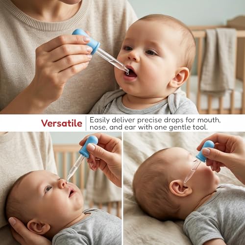 Image of Baybee Medicine Dropper for Baby | BPA-Free Multipurpose Soft Silicone Bulb Baby Feeder for Medicine, Syrup, Vitamins | Easy-to-Clean & Reusable Oral Filler Dropper 5ml (Blue)