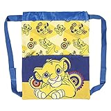 FUNCIONAL Y SEGURO Saquito velcro - sistema de seguridad con velcro en asas, Saquito Rey Leon - apertura regulable y bolsillo frontal con cremallera