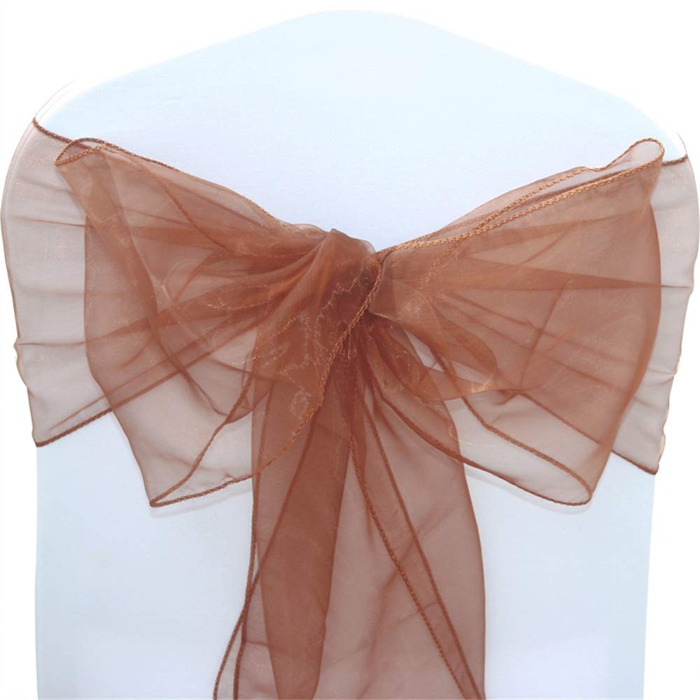Time to Sparkle Pack of 150 Organza Sashes 22x280cm/9x110inch Wider Sash Fuller Bows Chair Cover Bows Sash for Wedding Party Birthday Decoration - Chocolate — image 1