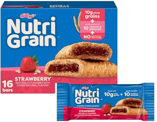 Nutri-Grain Soft Baked Breakfast Bars, Kids Snacks, Value Pack, Strawberry, 20.8oz Box (16 Count)