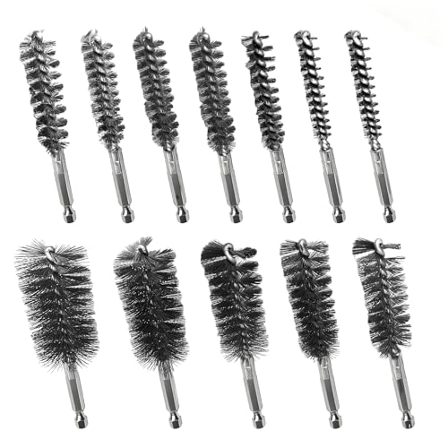 12Pcs Stainless Steel Bore Brush Set with 1/4