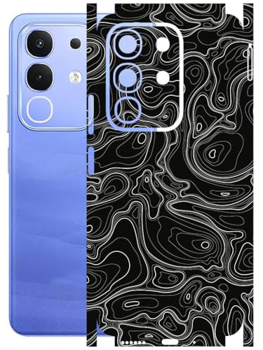 Image of AtOdds Mobile Skin Sticker Wrap | Compatible for VIVO IQOO Z10X (5G) | Scratchproof Matte Finish | Full Coverage for All Sides & Camera Protection (Black-Terrain)
