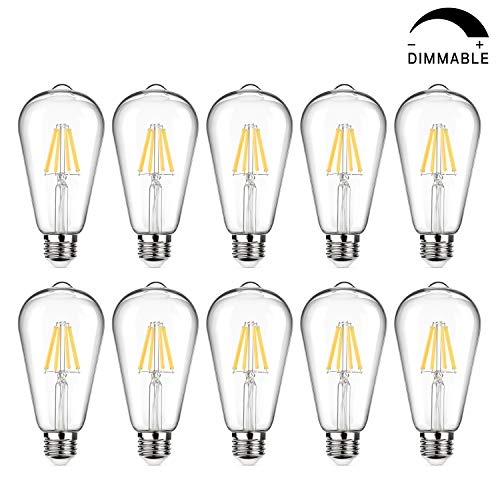 LED Edison Bulb Dimmable, Daylight White 5000K, 60W Equivalent, 6W, 800 Lumens High