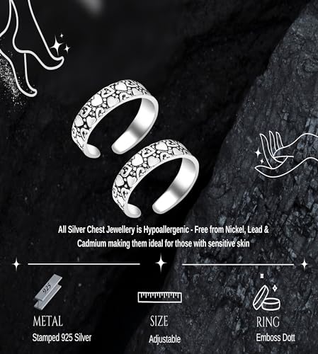 Stylish Sterling Oxidised Toe Rings with 3D Self Designs