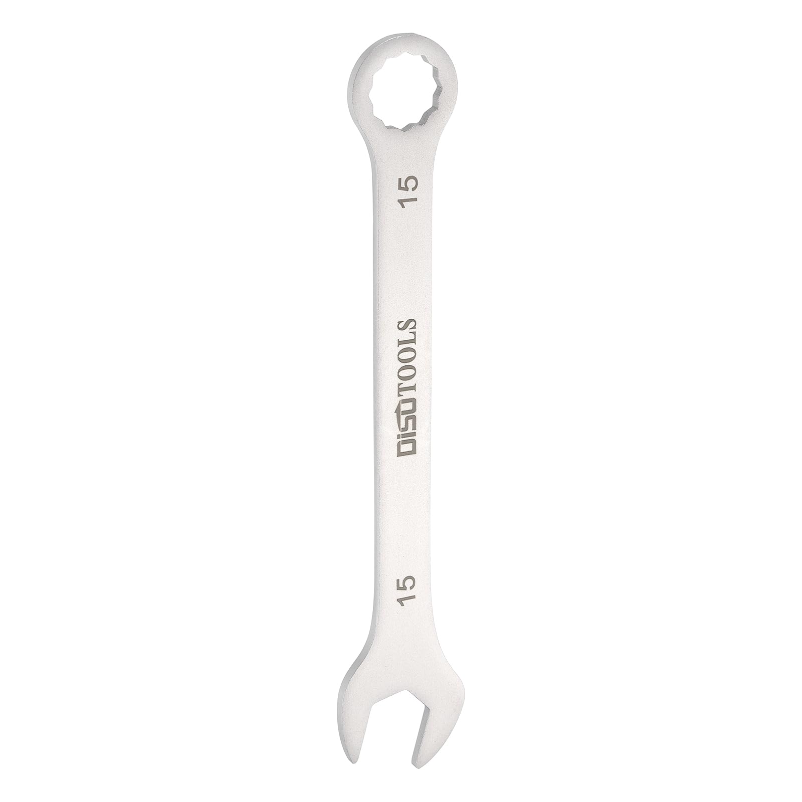 HARFINGTON Thin Combination Wrench Metric 15mm Torx Ended Box 15 Degree Offset Open End Stainless Steel, Silver Tone