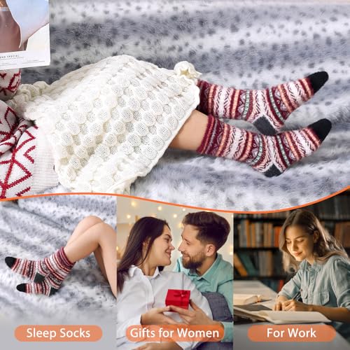 Image of SISOSOCK 5 Pairs Fuzzy Soft Cozy Comfortable Socks for Women, Casual Sleep Comfy Socks, Perfect Warm Winter Gifts for Women