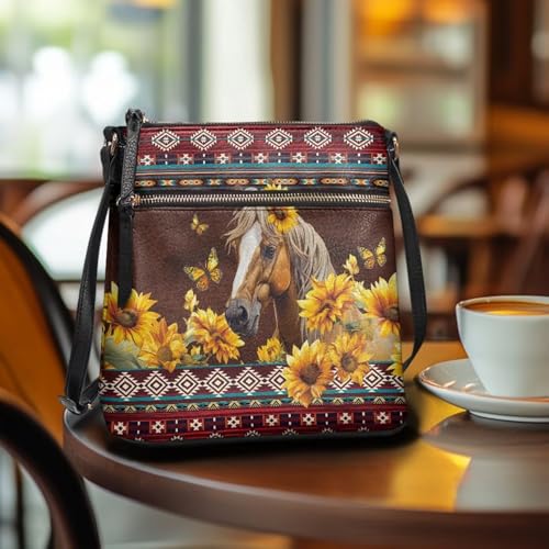 Image of Leather Purses for Women, Leather Hobo Bags for Women Travel Sling Purse Triple Zippered Pockets Shoulder Bag