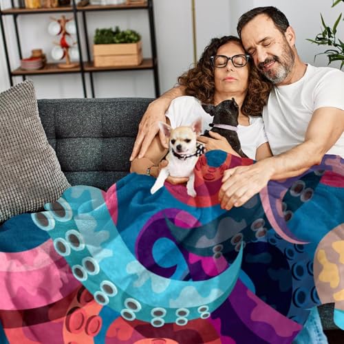 Couverture polaire pieuvre pour cocooning sur canapé et lit - 7