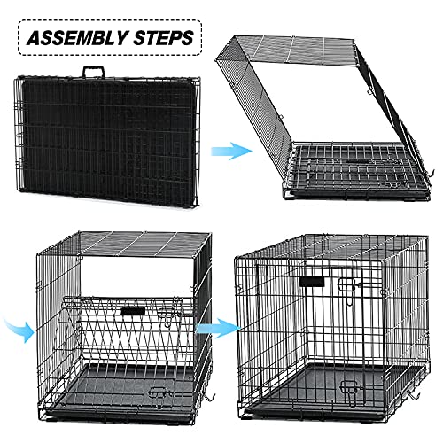 HCY, Dog Crate, Dog Kennel 48 Inch Double Door Metal Crate Foldable Puppy Supplies Cage with Divider Panel, Handle… - Image 4
