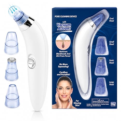 Image of 4-in-1 Electric Blackhead Remover Vacuum | Derma Suction Pore Cleaner Tool for Men & Women | Acne, Pimple & Whitehead Extractor | Facial Skin Care Device for Nose & Face (White)