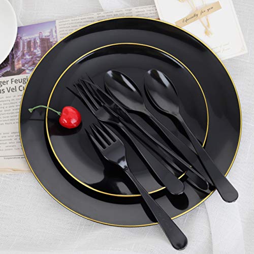 Supernal 360Pcs Black Plastic Utensils Black Plastic Cutlery Plastic Forks And Spoons 120 Plastic Forks 120 Plastic Spoons 120 Plastic Knives Plastic Party Cutlery Pack Set For Party Wedding Birthday #TOP3