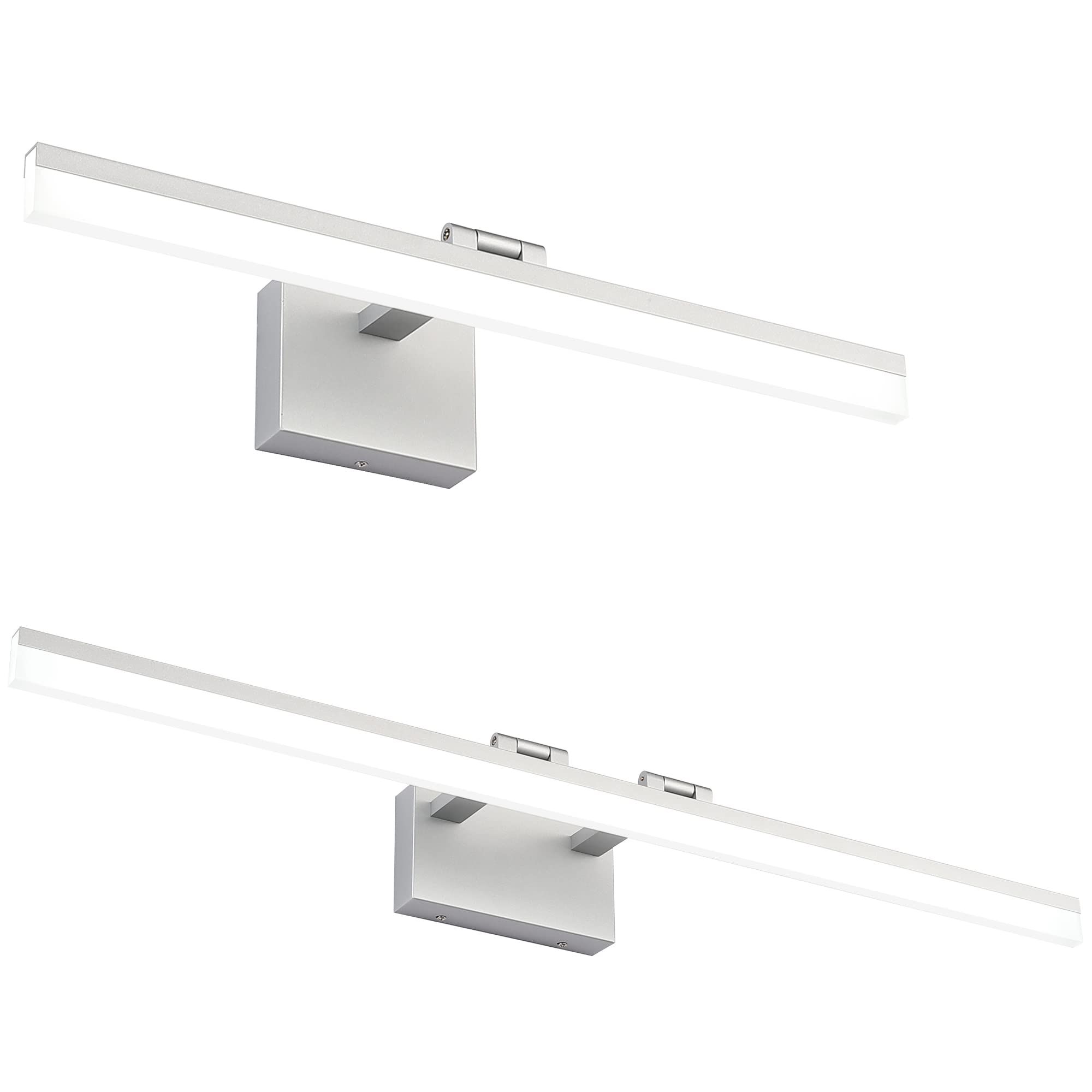 SOLFART Bundle Modern Dimmable LED Adjustable Vanity Light Fixtures for Bathroom Silver 23.6 inch with 39.4 inch(8778-600+8778-1000)