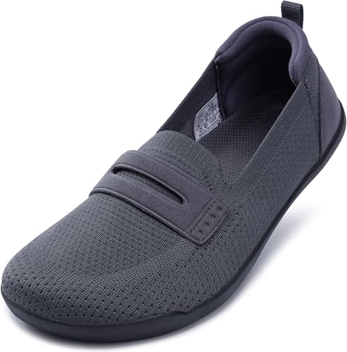 Image of WHITIN Women's Wide Toe Box Loafers Slip On Flats W607 | Roomy Forefoot Comfort, Effortless Wear, Balanced Foot Alignment, Breathable Knit Upper, Natural Walking Feel