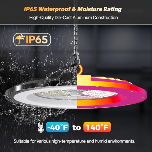 Image of AIKVSXER 6 Pack 300W UFO LED High Bay Light, 45000LM 6000K LED Shop Light