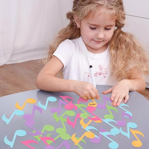 Image of Music Note Glitter Cutouts - 100Pcs Colorful Music Notes Themed Paper Cut-Outs Musical Notes Shaped Paper Die Cut for Concert Party Back to School Baby Shower Classroom Bulletin Border Wall Decors