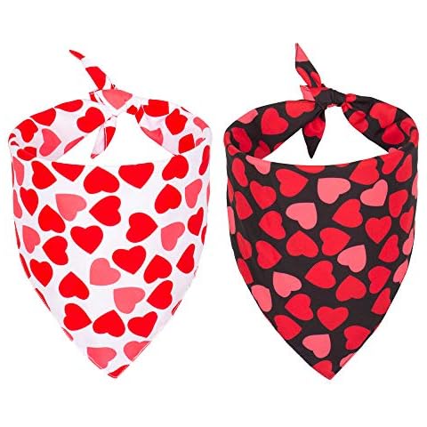 PTDECOR Valentine's Day Dog Bandana Reversible Triangle Bibs Scarf Valentine Day Bandanas for Small Dogs (Valentine's Day, Small) Cover