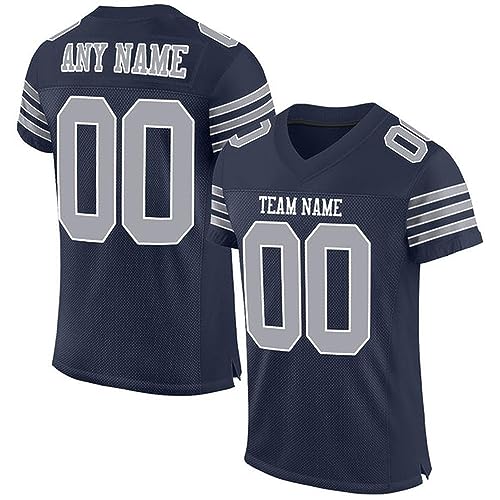 Custom Football Jersey, Football Shirt, Football Jerseys for Women, Football Shirts for Women, Navy Gray-White Football Jersey, Football Shirts for Men, Football Gifts