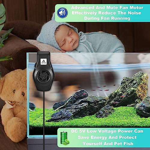 Image of DaToo Mini Aquarium Chiller Small Fish Tank Fan Aquarium Cooling Fan 2-Level Speed Adjustable Aquarium Fan Quiet Aquarium Cooler with Wide Angle Wind Suitable for (1-6Gal) Fish Tank