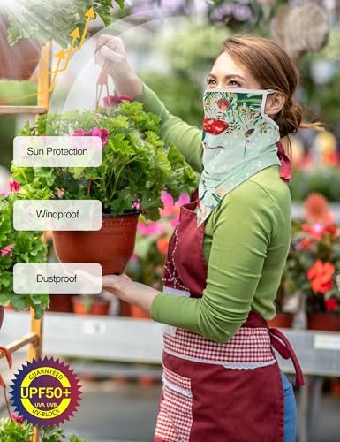 Image of FISHEAL UV Sun Protection Face Scarf Mask, Breathable Gardening Face Cover Neck Gaiter with Ear Loops Bandana for Men Women