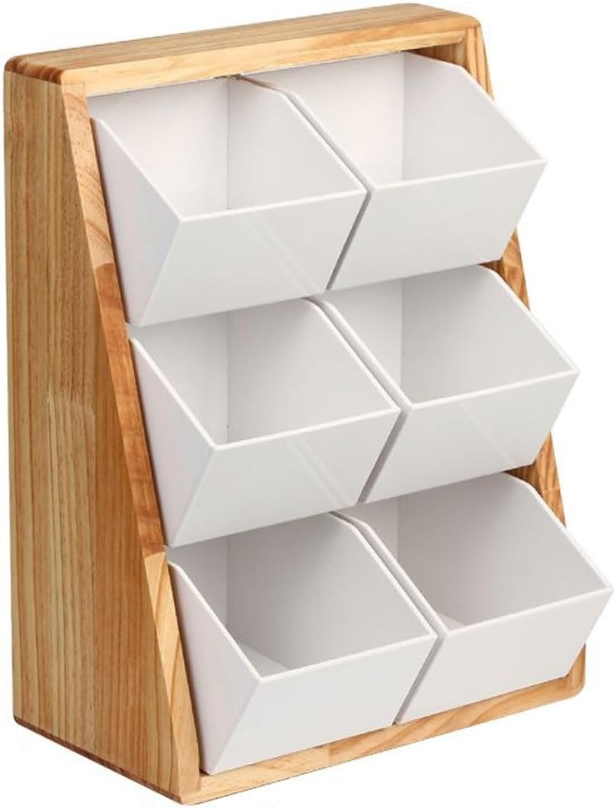 AIZYR Large Coffee Bar Condiment Organizer Wooden Coffee Bar Storage Box Countertop Organizer Cafe Station Organizer for Tea Bags, Straws, Spoon,A