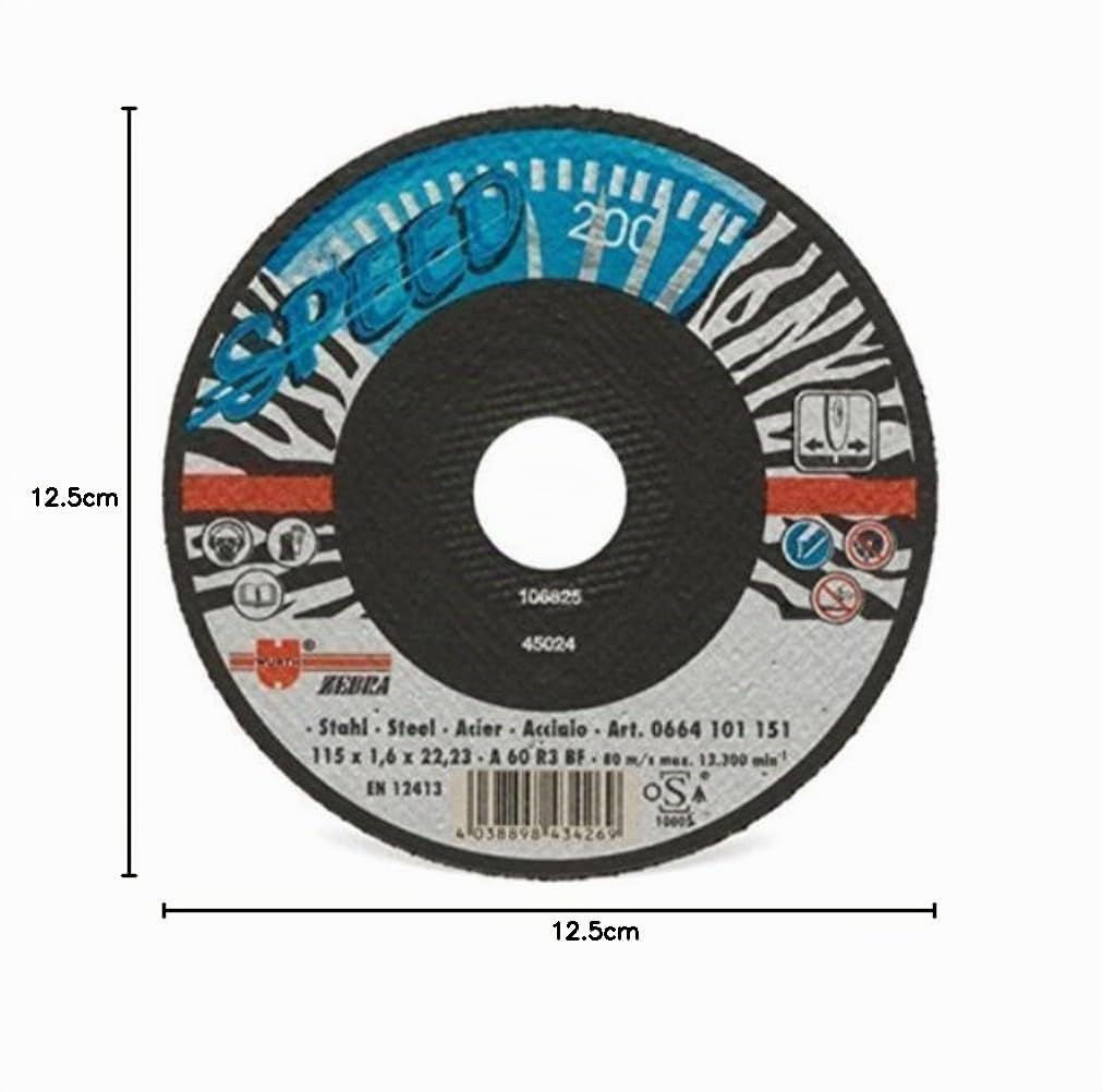 25 x Würth ZEBRA Trennscheibe Speed für Stahl 125 x 1,0 x 22,23