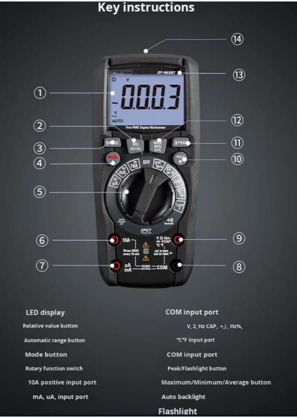 DT-965T Multimetro digitale antiBurn ad alta precisione electricalMeter TrueRMS