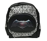 Batman vs Superman Black/White Backpack Large 16" with Batman/Superman Logo