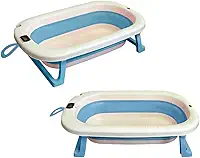 Banheira Retrátil Dobrável Silicone De Bebe Com Termometro digital (Azul)