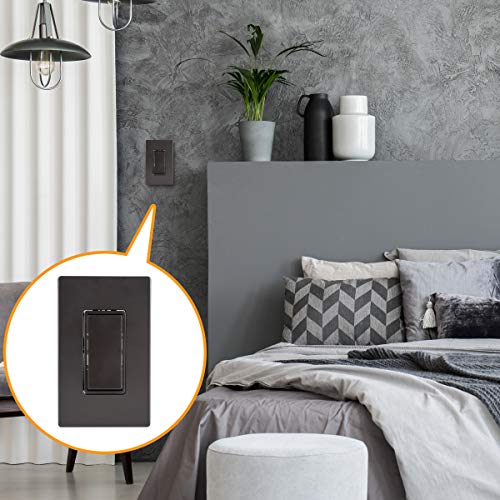 Enerlites Elite Series Decorator Rocker Light Switch, 15A 120V/277V, Gloss Finish, Single Pole, 3 Wire, Grounding Screw, Residential Grade, Ul Listed, 91150-Db, Dark Bronze #TOP4
