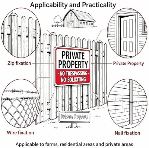 4 Pack No Trespassing Signs Private Property, No Soliciting Sign for House — view 4