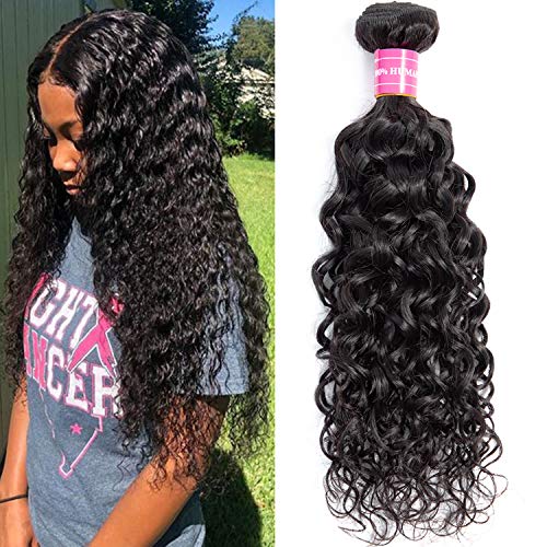 Brazilian Water Wave Bundles 100% Virgin Human Hair Wet and Wavy One Bundles Unprocessed 10A Hair Bundles Weave Extensions Natural Color 10 Inch