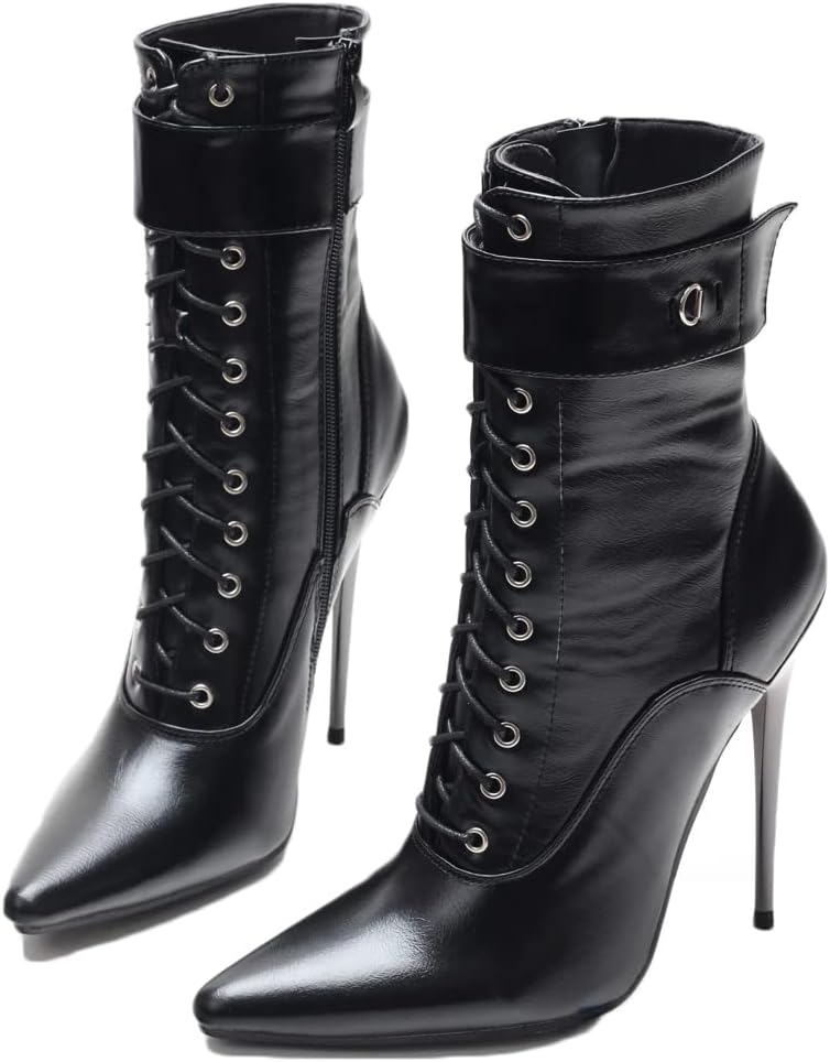 www様確認用 UpdateClassic] 14cmスーパーヒール ブーツ 編み上げブーツ ショート