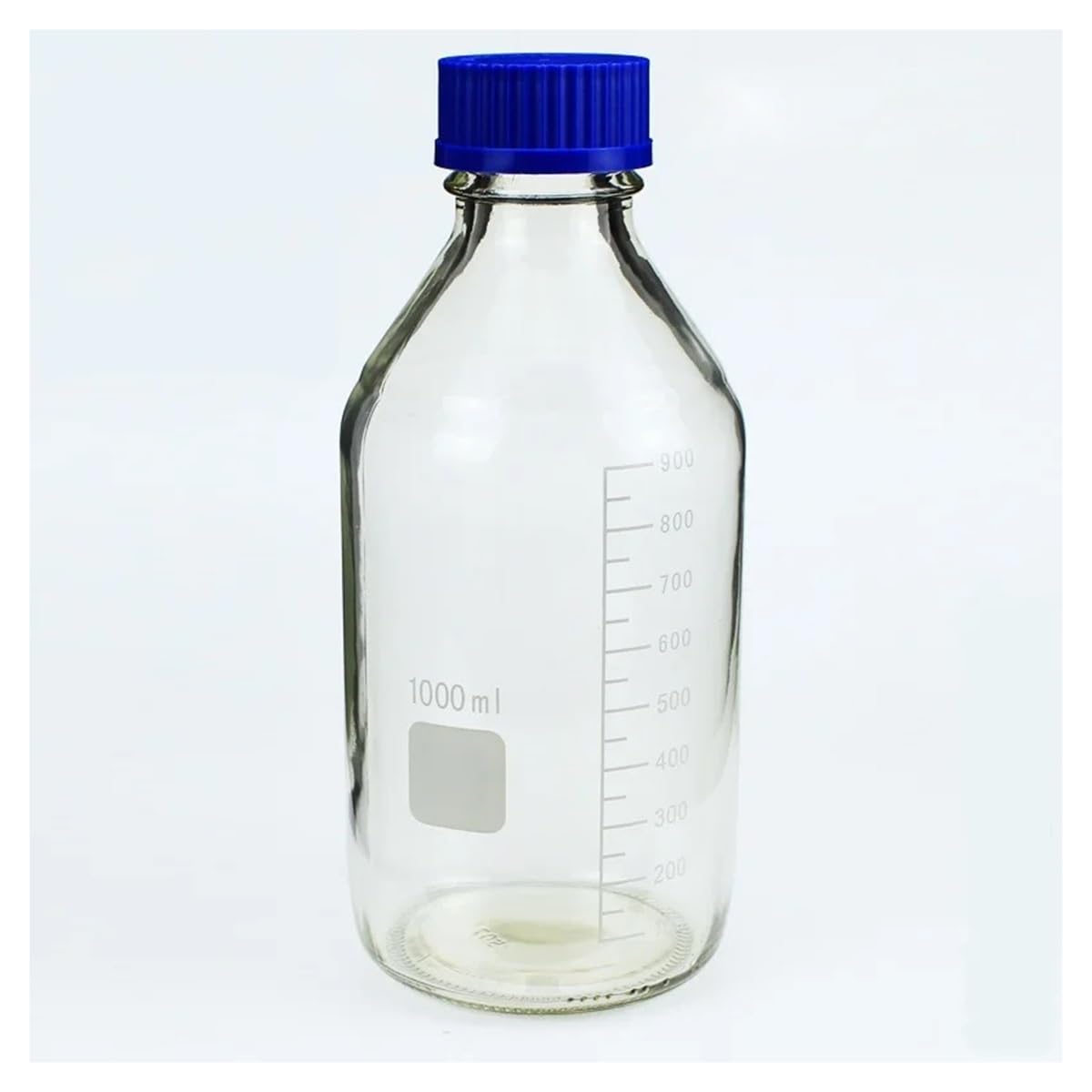 Cristalería de Laboratorio Botella de reactivo de 1000 ml con tapa de rosca azul, 1 l, vidrio transparente, equipo de laboratorio