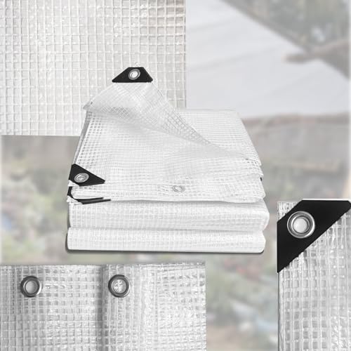 Lona transparente impermeable de polietileno resistente de 3 m x 5 m con ojales metálicos 8