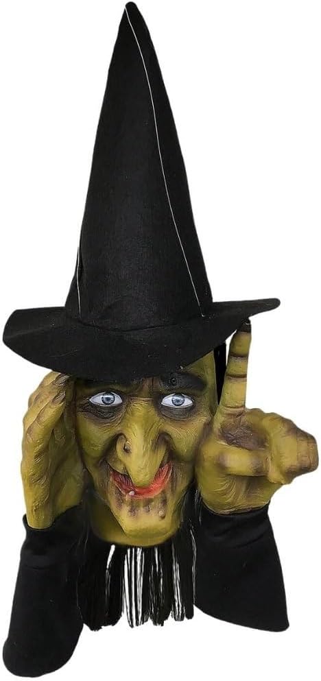 Black Scary Peeper Tapping Witch Rubber Halloween Decoration - 9" x 9" x 11" (1 Pc.) | Perfect for Indoor & Outdoor Use, Haunted Houses, Halloween Parties & Window Displays